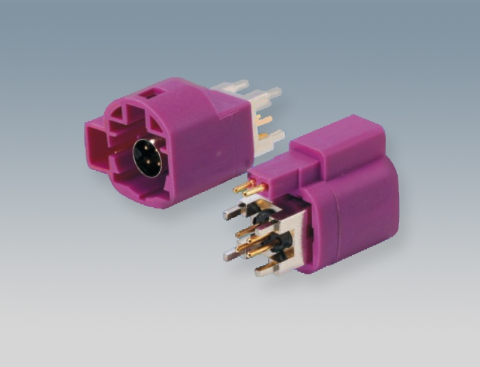 HSD4+2P公头 D型紫色180度插座